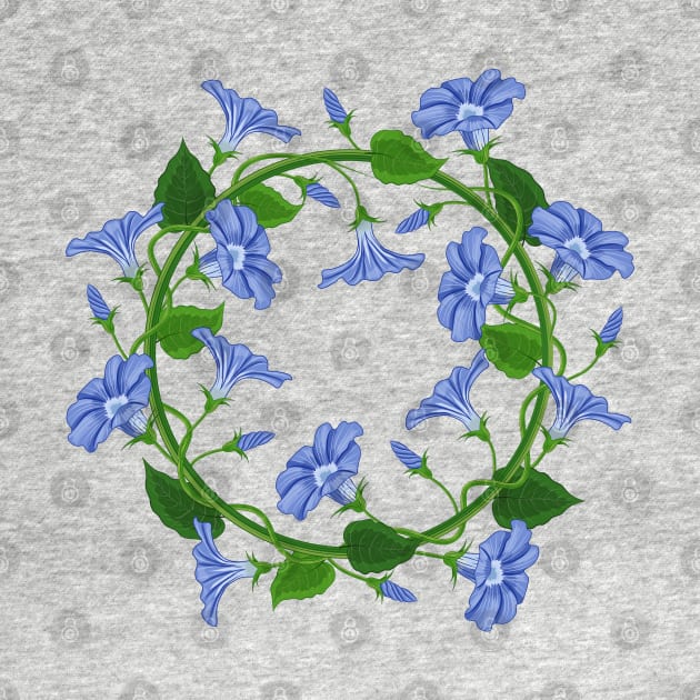 Morning Glory Flowers Wreath by Designoholic